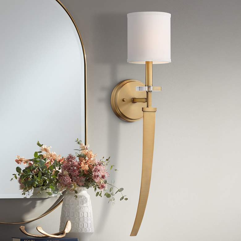 Image 1 Possini Euro 28" High Modern Luxe Crystal and Warm Gold Wall Sconce