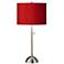 Possini Euro 28" Red Faux Silk and Brushed Nickel Modern Table Lamp