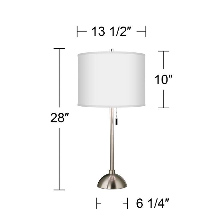 Image 4 Possini Euro 28 inch Red Faux Silk and Brushed Nickel Modern Table Lamp more views
