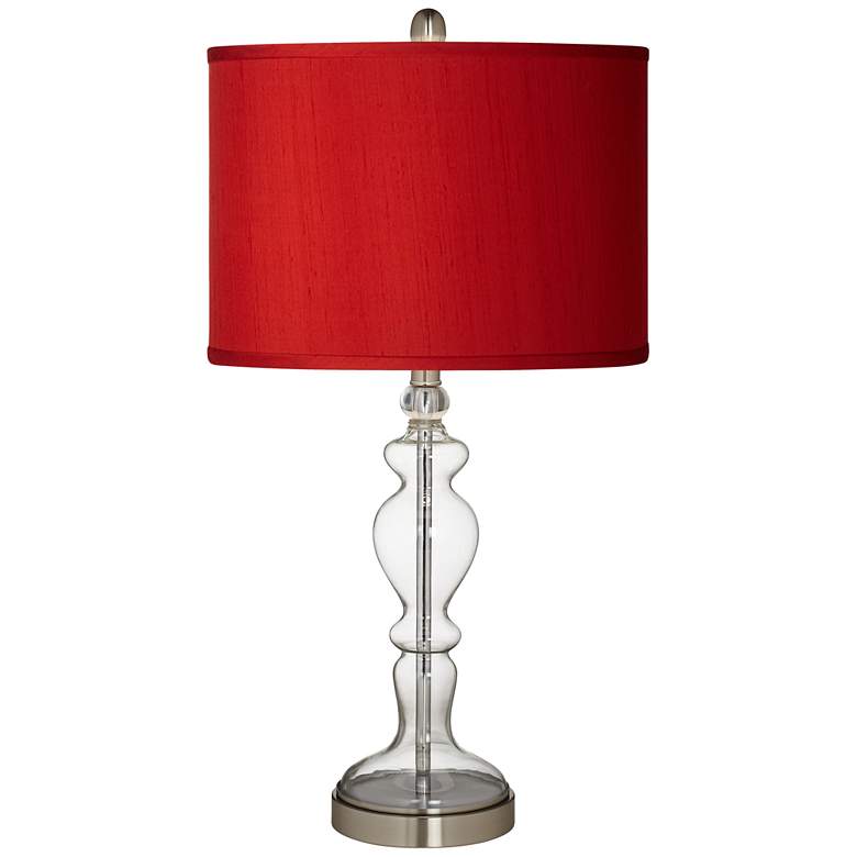 Image 2 Possini Euro 28 inch Red Faux Silk and Clear Glass Apothecary Table Lamp