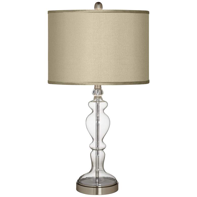 Image 2 Possini Euro 28 inch Sesame Faux Silk Apothecary Clear Glass Table Lamp