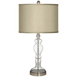 Possini Euro 28&quot; Sesame Faux Silk Apothecary Clear Glass Table Lamp