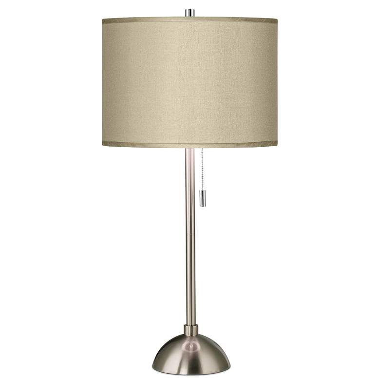 Image 1 Possini Euro 28" Taupe Faux Silk and Brushed Nickel Modern Table Lamp