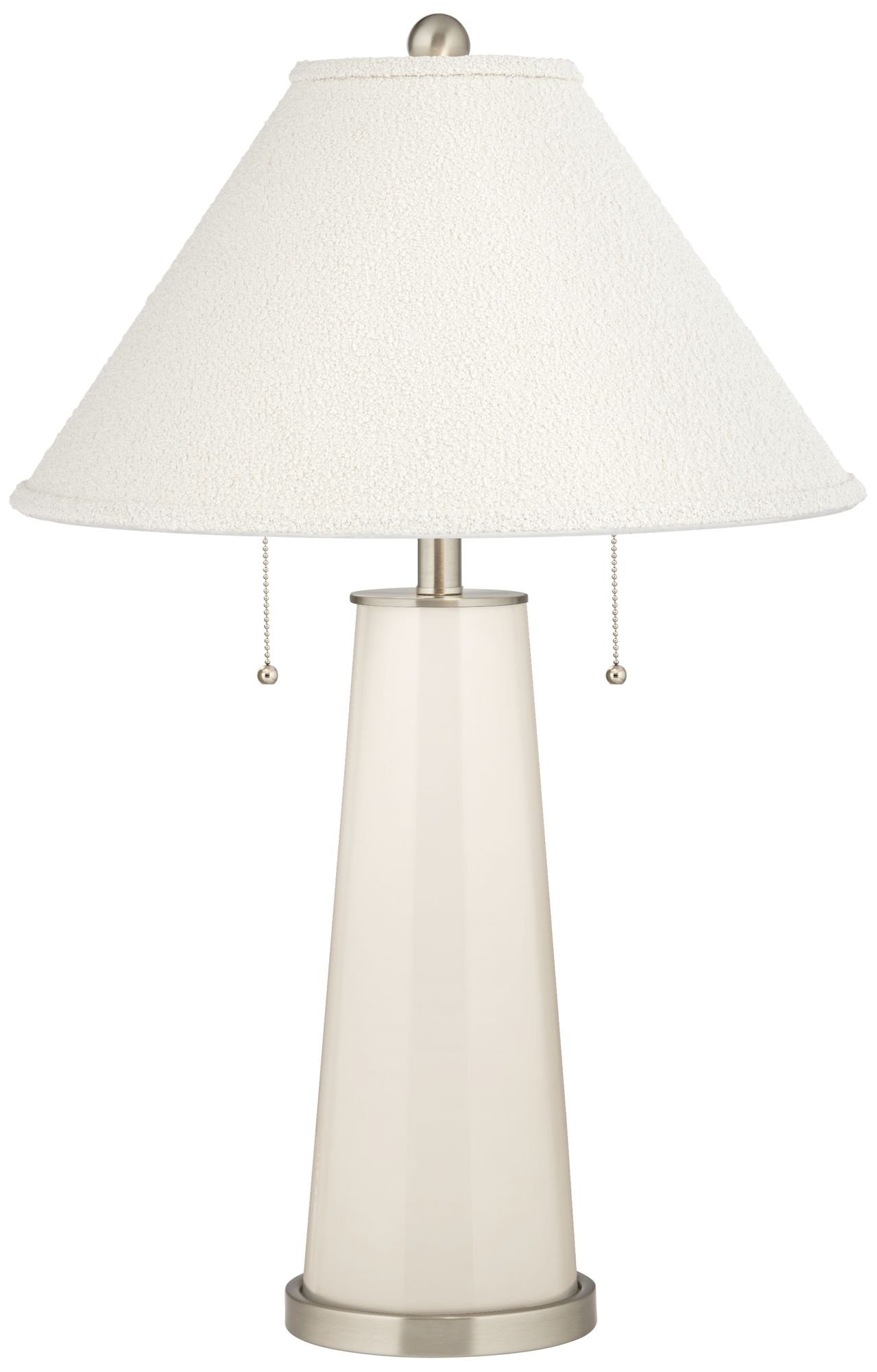 Image Possini Euro 28" White Boucle Shade White Glass Table Lamp