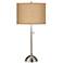 Possini Euro 28" Woven Burlap Shade Brushed Nickel Modern Table Lamp