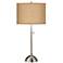 Possini Euro 28" Woven Burlap Shade Brushed Nickel Modern Table Lamp