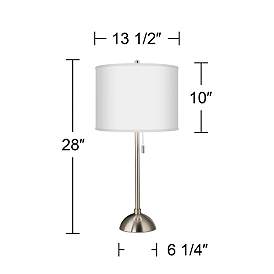 Image4 of Possini Euro 28" Woven Burlap Shade Brushed Nickel Modern Table Lamp more views