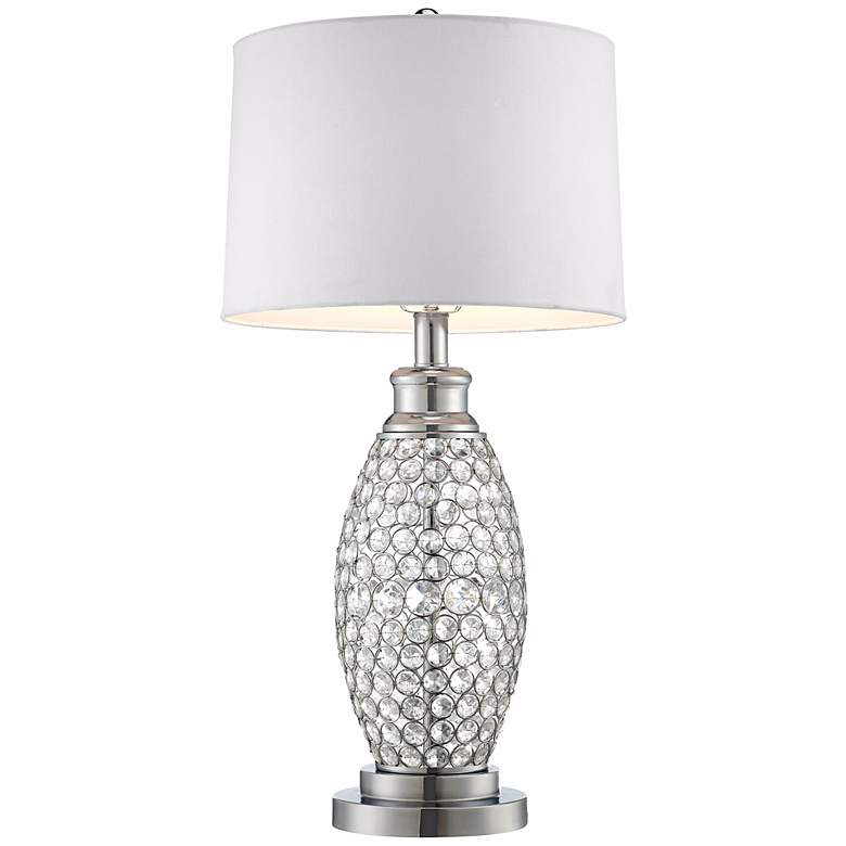 Image 3 Possini Euro 29" White Shade Acrylic Beaded Base Modern Table Lamp