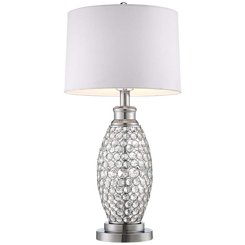 Image 3 Possini Euro 29 inch White Shade Acrylic Beaded Base Modern Table Lamp