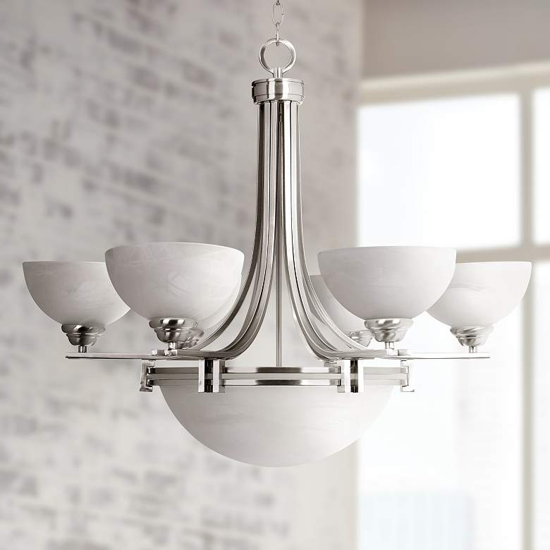 Image 1 Possini Euro 31 3/4 Wide Deco Nickel 8-Light Chandelier