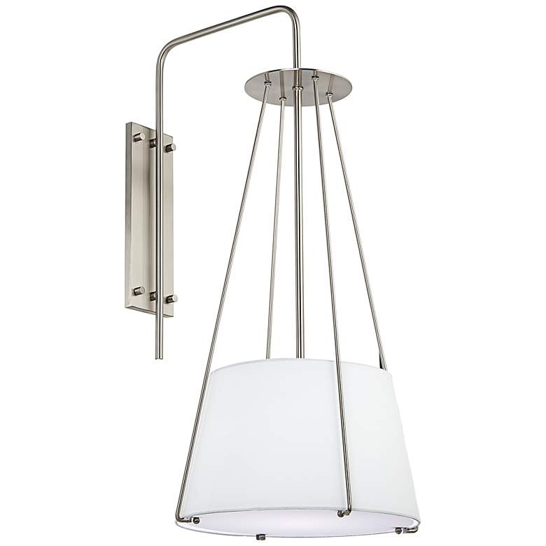 Image 1 Possini Euro 32" High Brushed Nickel Metal Plug-In Modern Wall Sconce