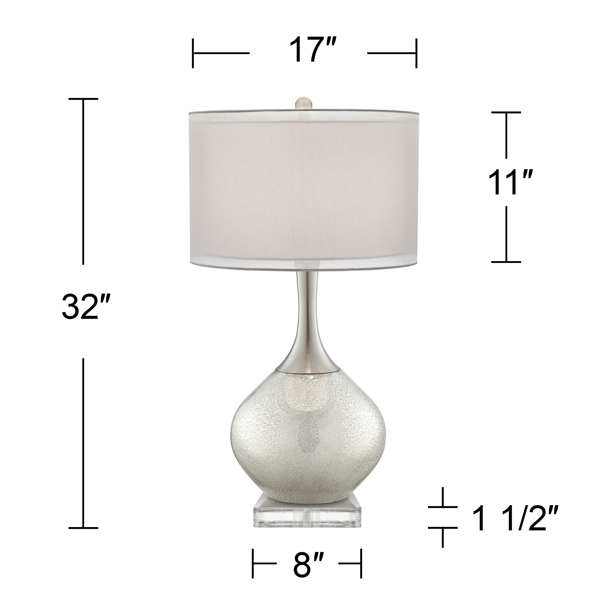 Image 6 Possini Euro 32" Swift Modern Mercury Glass Lamp with Square Riser more views