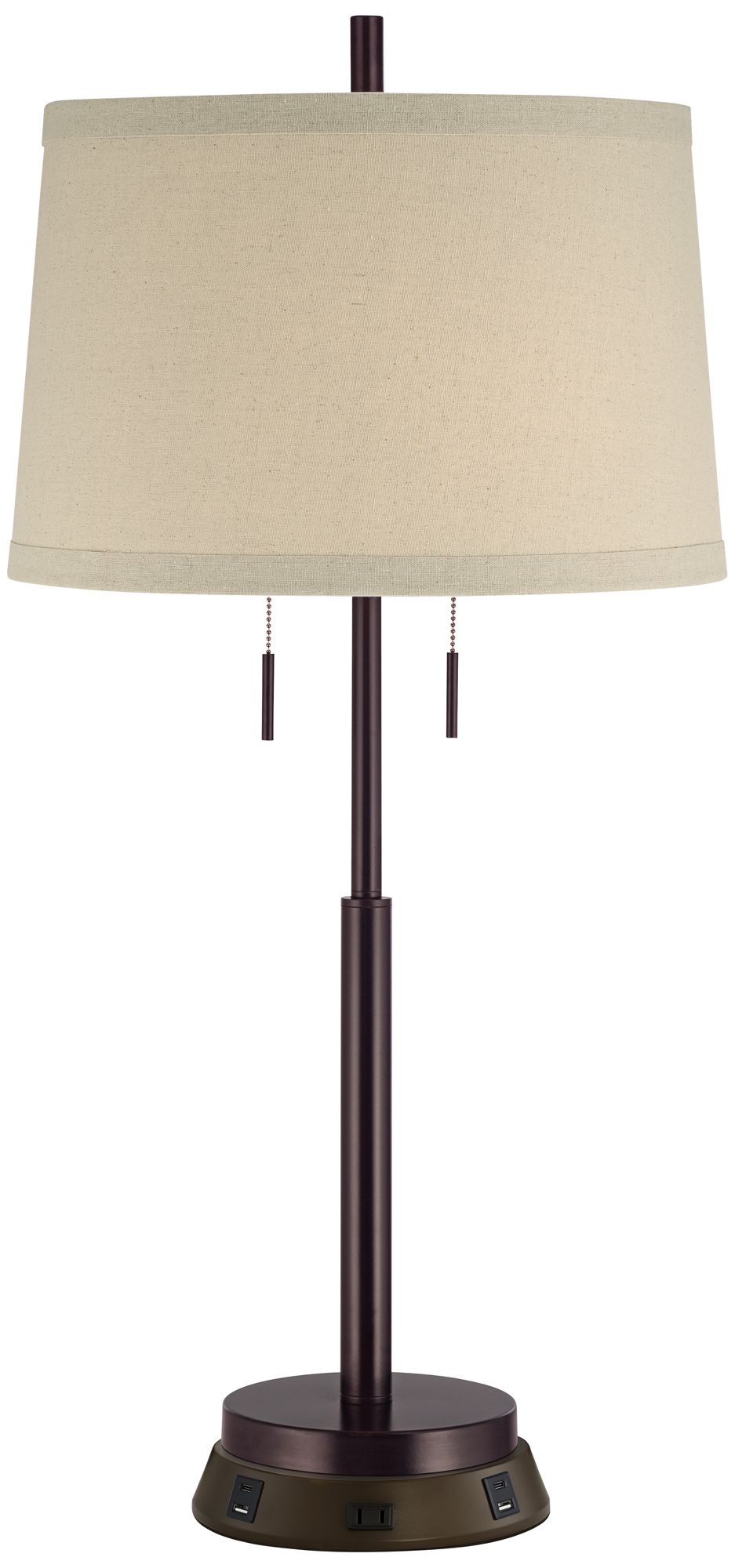 Possini Euro 34 3/4" Bronze Stick Table Lamp with USB Workstation Base