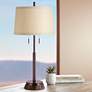 1_Possini Euro 34 3/4" Bronze Stick Table Lamp with USB Workstation Base