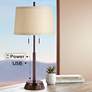7_Possini Euro 34 3/4" Bronze Stick Table Lamp with USB Workstation Base more views