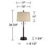 Possini Euro 34 3/4" Bronze Stick Table Lamp with USB Workstation Base