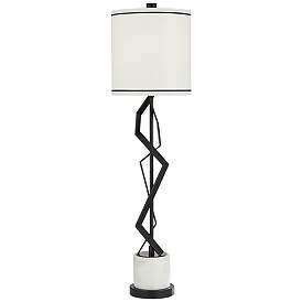 Image2 of Possini Euro 35 3/4" White Black Modern Geometric Buffet Table Lamp