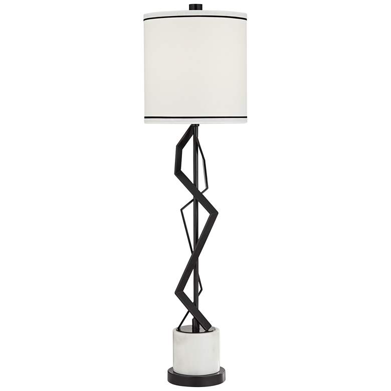 Image 2 Possini Euro 35 3/4" White Black Modern Geometric Buffet Table Lamp