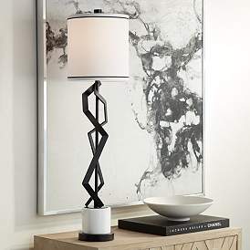Image1 of Possini Euro 35 3/4" White Black Modern Geometric Buffet Table Lamp