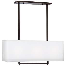 Image1 of Possini Euro 36 3/4" White Sandstone Linen Shade Linear Island Pendant