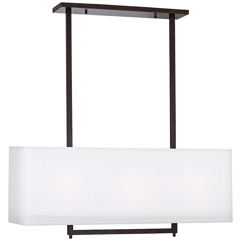 Image 1 Possini Euro 36 3/4" White Sandstone Linen Shade Linear Island Pendant
