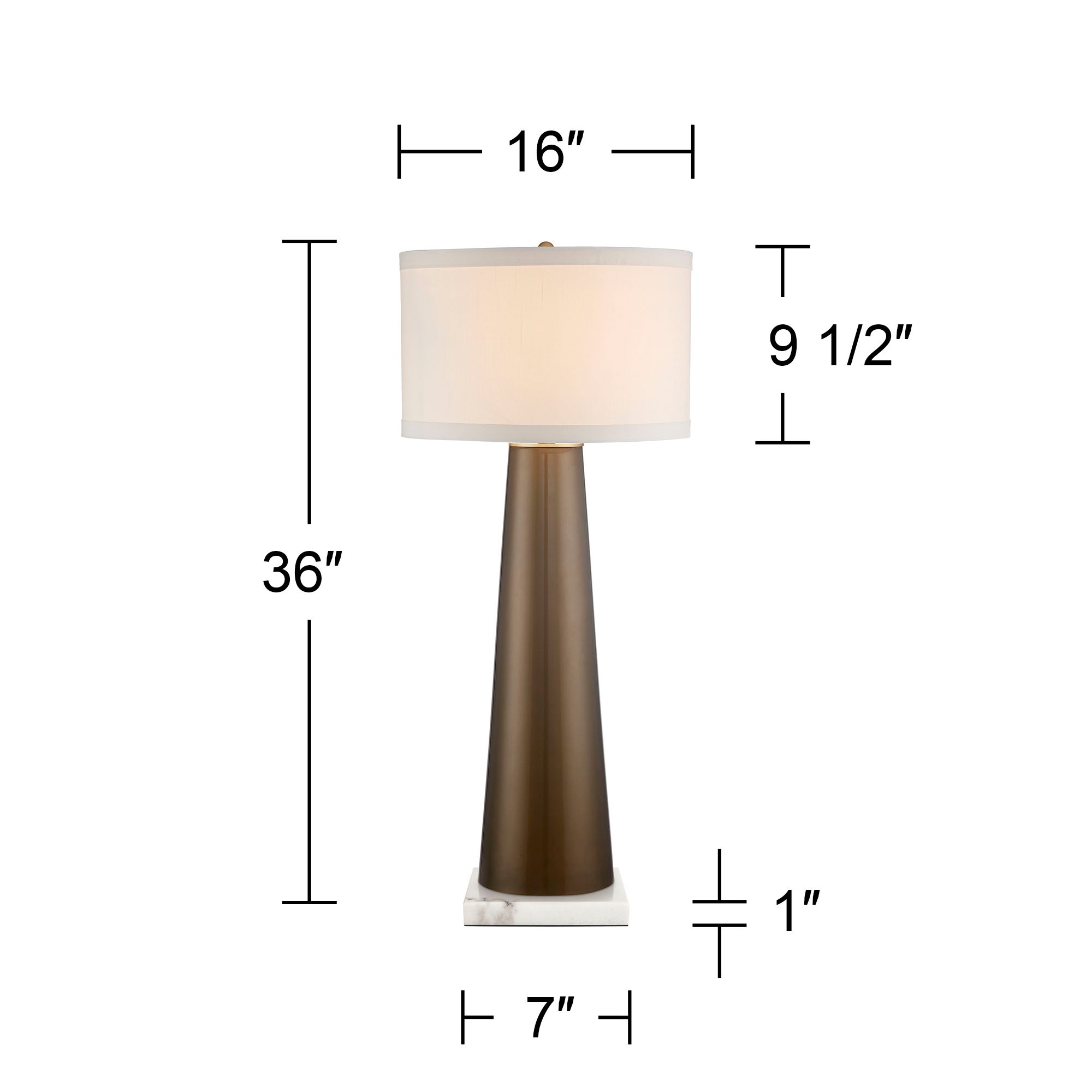 Image 6 Possini Euro 36" High Gold Glass Lamp with Square White Marble Riser more views