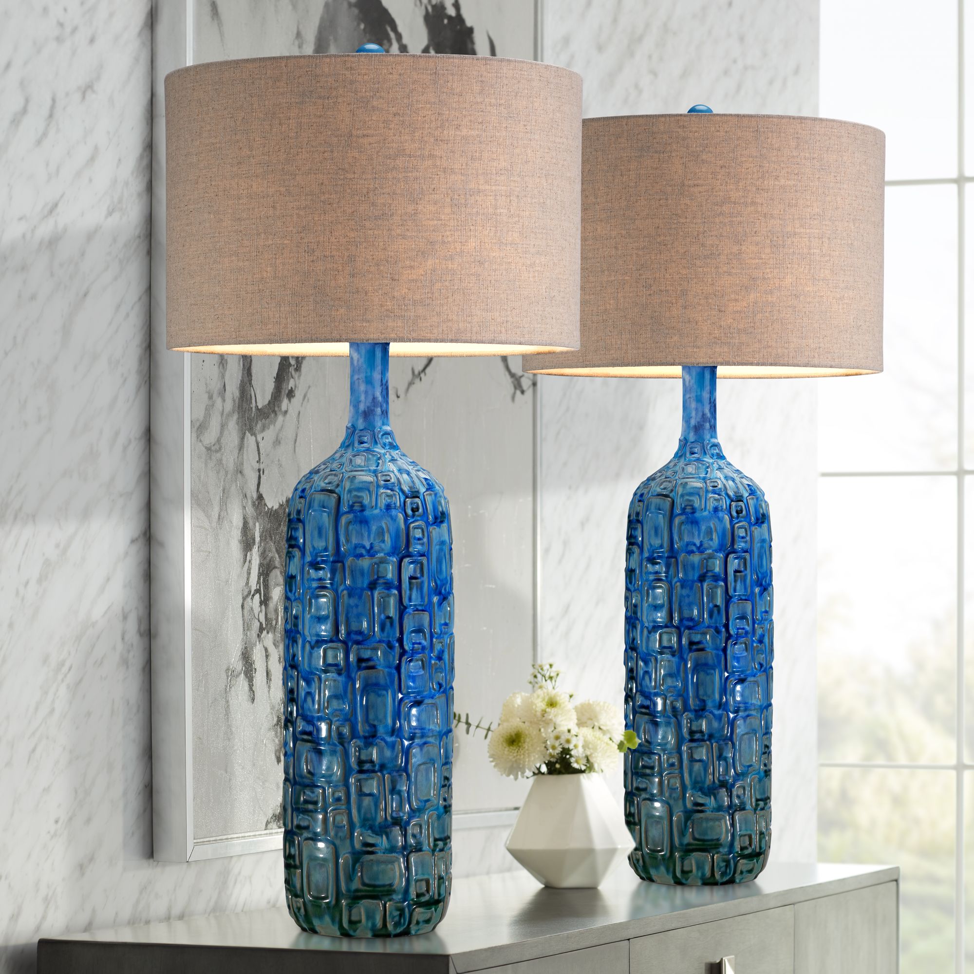 Blue table lamps store for sale