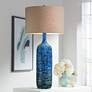 Possini Euro 36" Teal Blue Modern Ceramic Table Lamps Set of 2