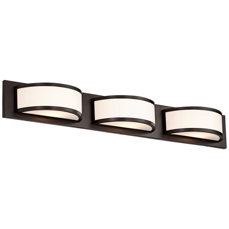 Image 1 Possini Euro 37" Wide 3-Light Dark Bronze Vanity Bath Light