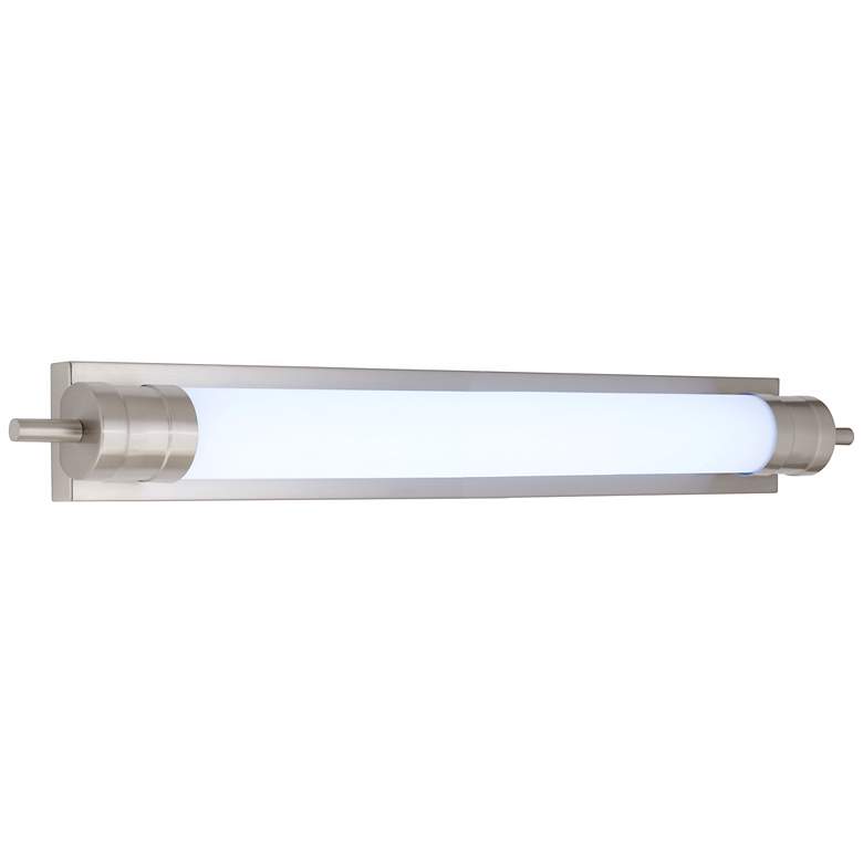Image 1 Possini Euro 42 1/2" Brushed Nickel Frosted White Tube Bath Light