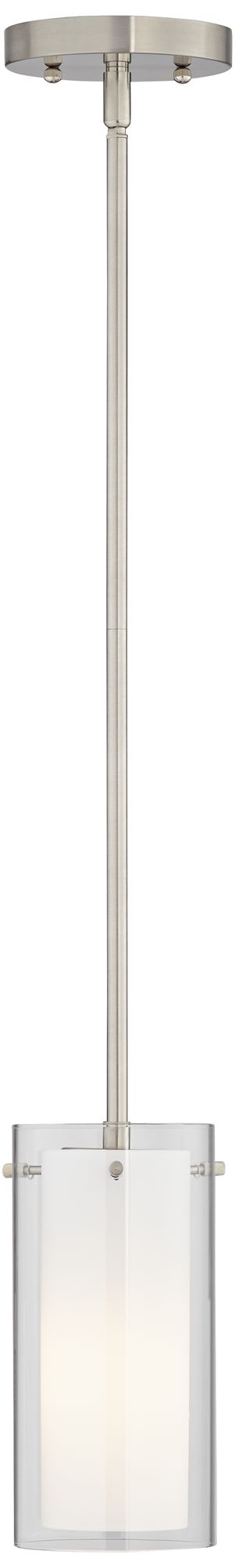 Image Possini Euro 5" Wide Modern Clear and White Glass Mini Pendant