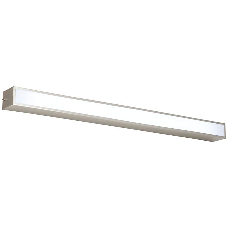 Image 1 Possini Euro 50" Wide Brushed Steel White Acrylic Modern Bath Light
