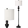 Possini Euro 58" Cream Faux Silk Shade Black Bronze Floor Lamp