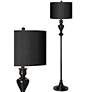 Thumbnail1 of Possini Euro 58" High Black Faux Silk Black Bronze Font Floor Lamp