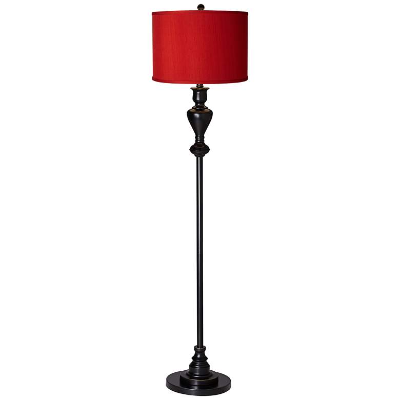 Image 2 Possini Euro 58 inch High Red Textured Shade Black Bronze Font Floor Lamp