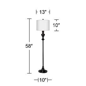 Image5 of Possini Euro 58" High Red Textured Shade Black Bronze Font Floor Lamp more views