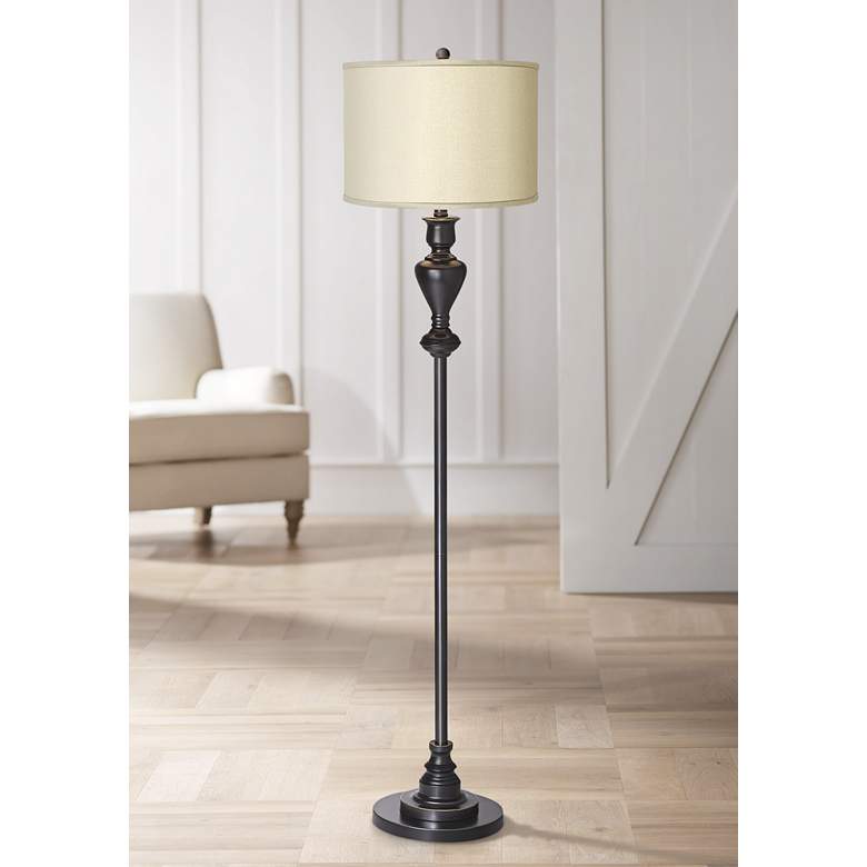 Image 1 Possini Euro 58 inch High Sesame Shade Black Bronze Floor Lamp