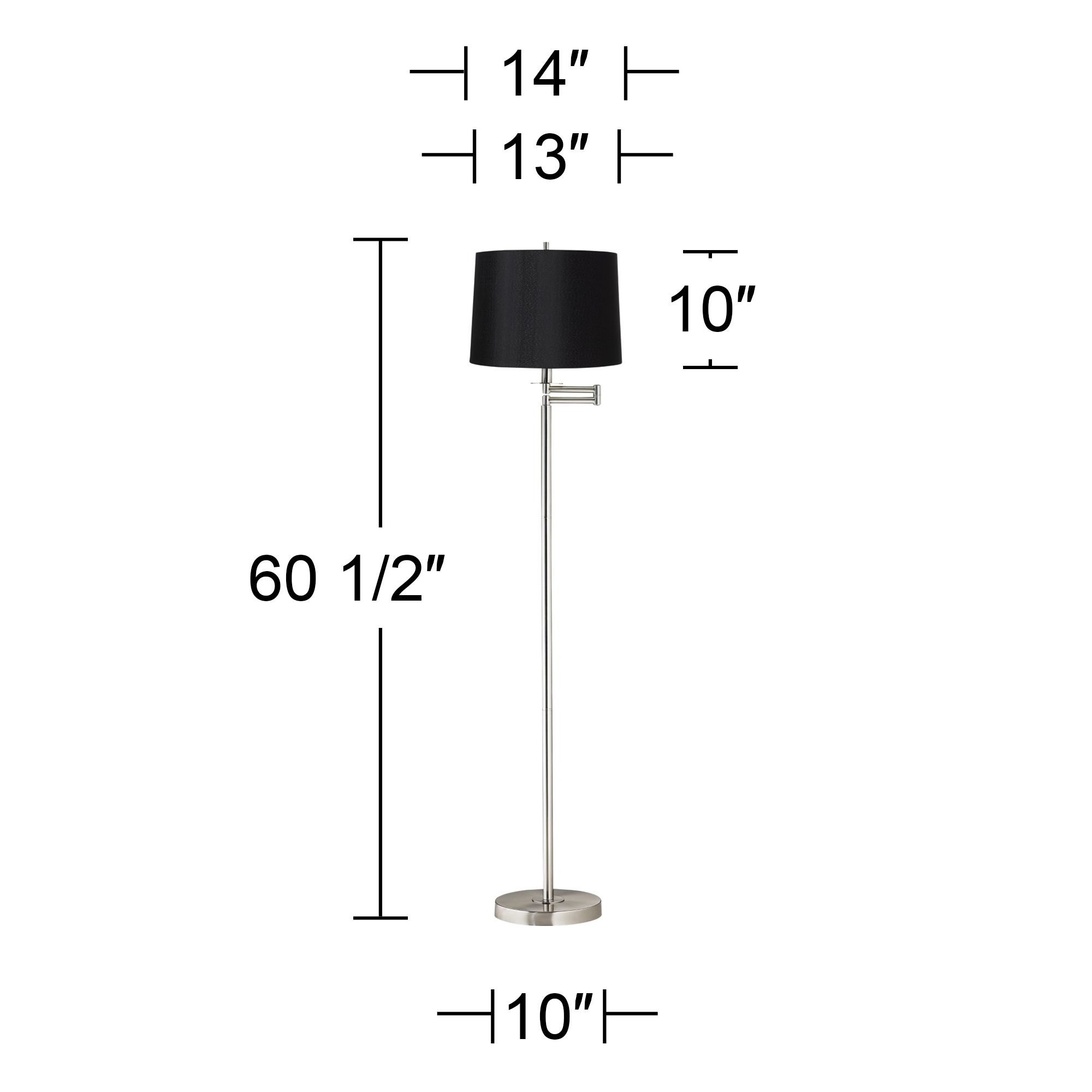 Image 4 Possini Euro 60 1/2" Black Drum Brushed Nickel Swing Arm Floor Lamp more views