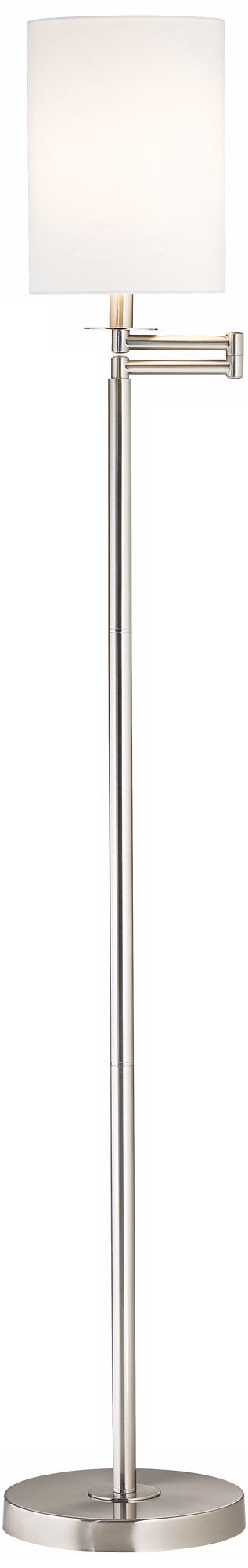 Image 2 Possini Euro 60 1/2" Drum Shade Brushed Nickel Swing Arm Floor Lamp