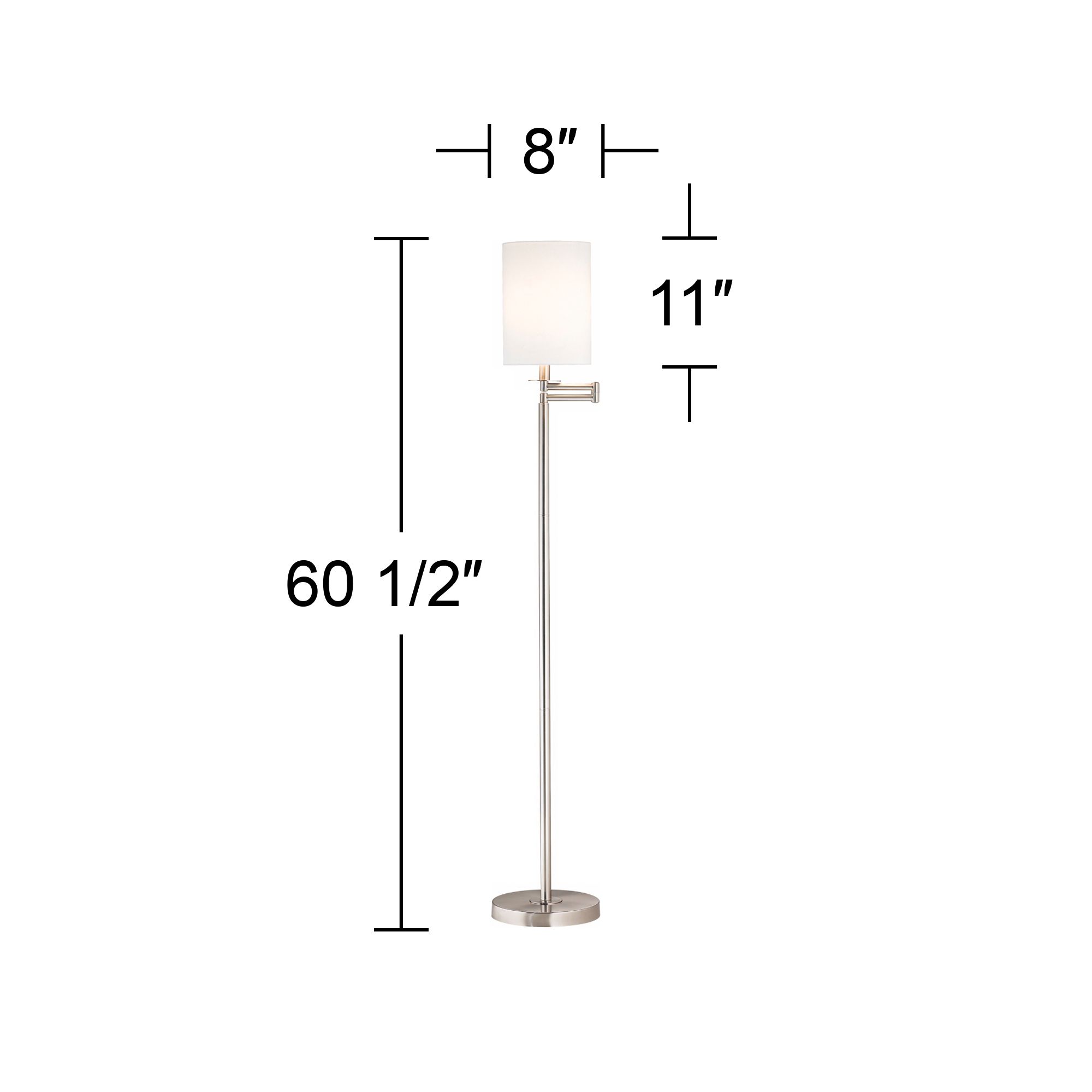 Image 3 Possini Euro 60 1/2" Drum Shade Brushed Nickel Swing Arm Floor Lamp more views