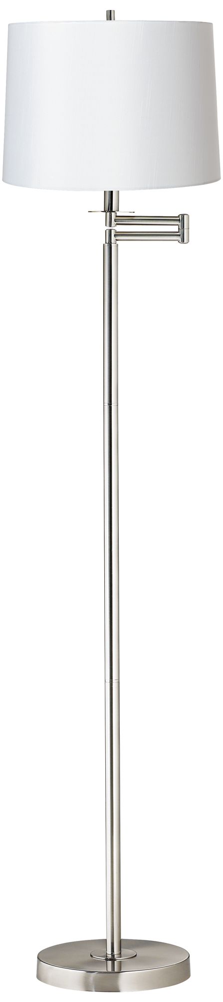 Possini Euro 60 1/2" High White Brushed Nickel Swing Arm Floor Lamp