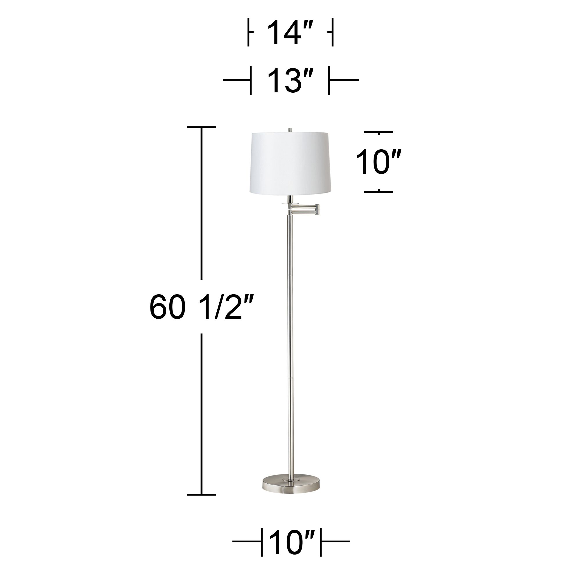 Image 3 Possini Euro 60 1/2" High White Brushed Nickel Swing Arm Floor Lamp more views
