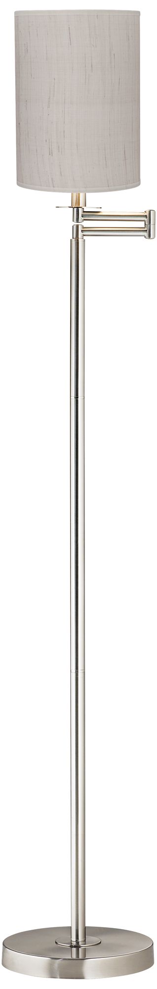 Possini Euro 60 1/2" Ivory Linen Nickel Finish Swing Arm Floor Lamp