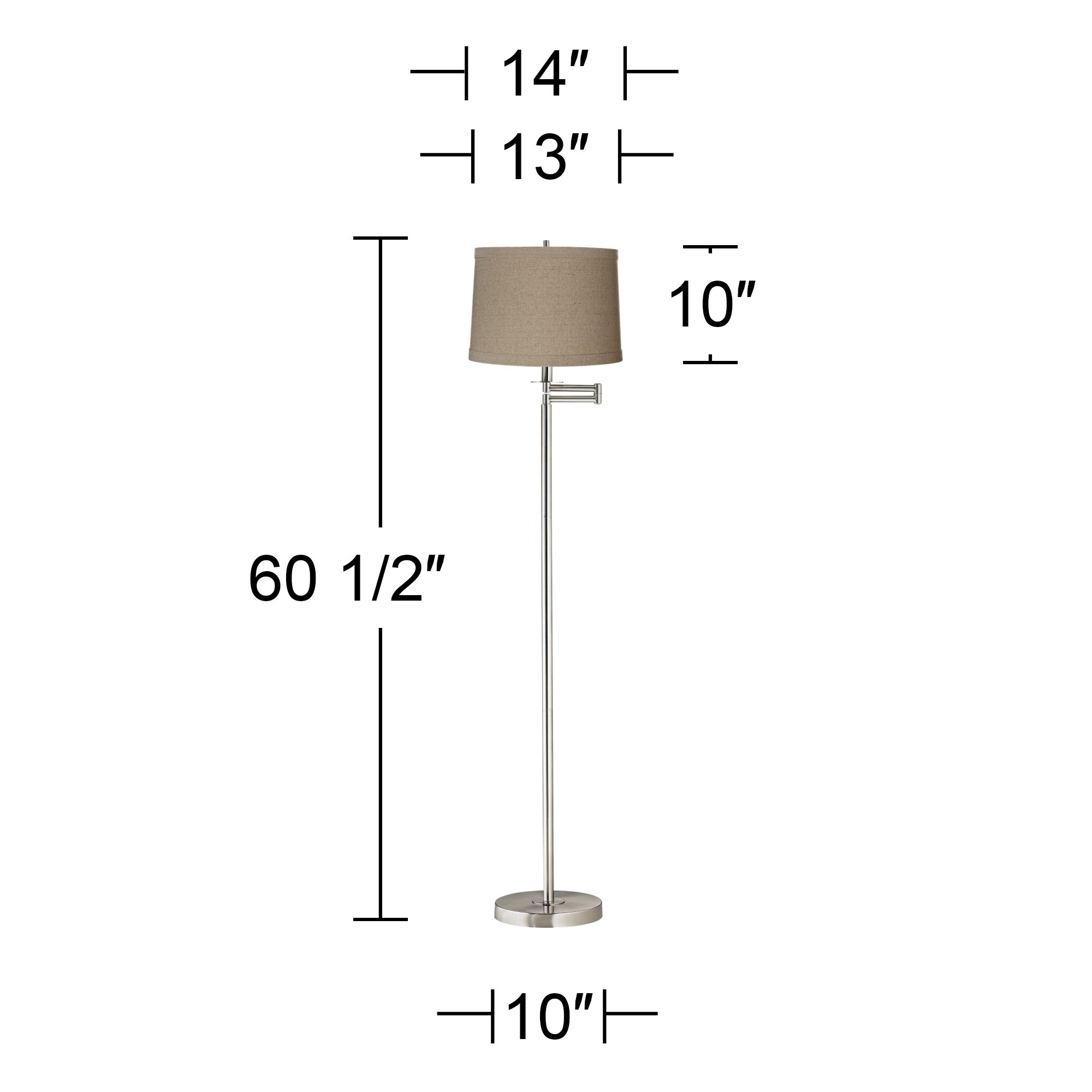 Image 4 Possini Euro 60 1/2" Natural Linen Brushed Nickel Swing Arm Floor Lamp more views
