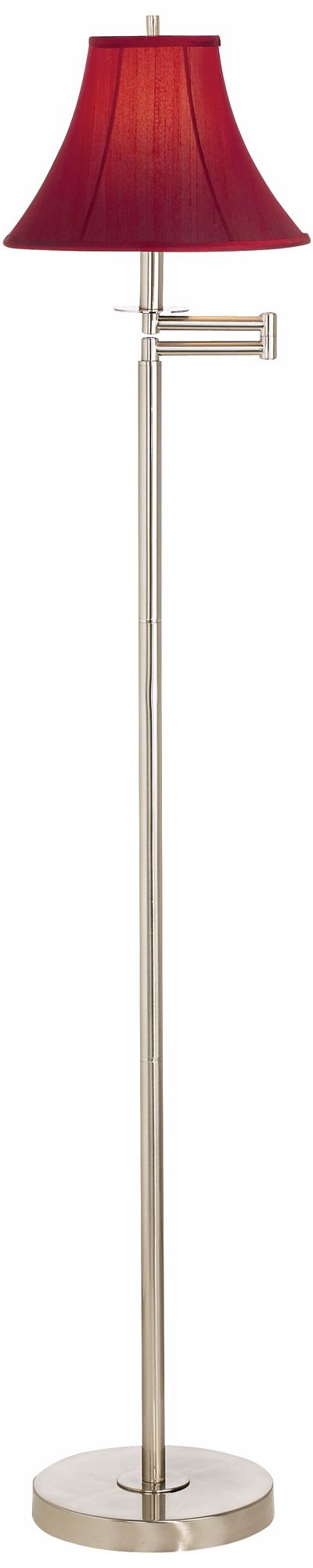Image 2 Possini Euro 60 1/2" Red Silk Nickel Adjustable Swing Arm Floor Lamp
