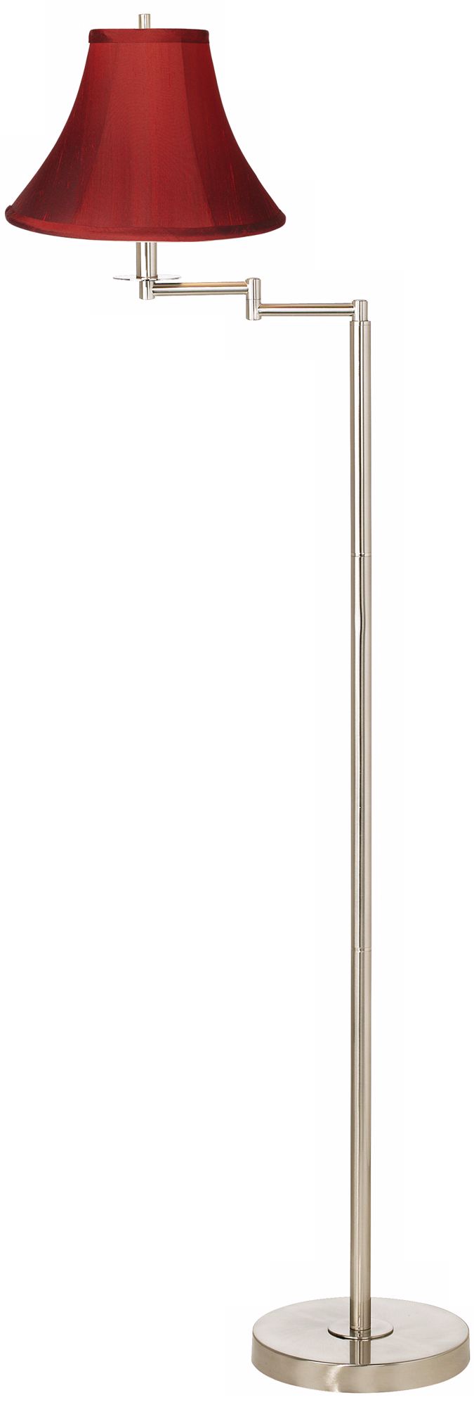 Image 3 Possini Euro 60 1/2" Red Silk Nickel Adjustable Swing Arm Floor Lamp more views
