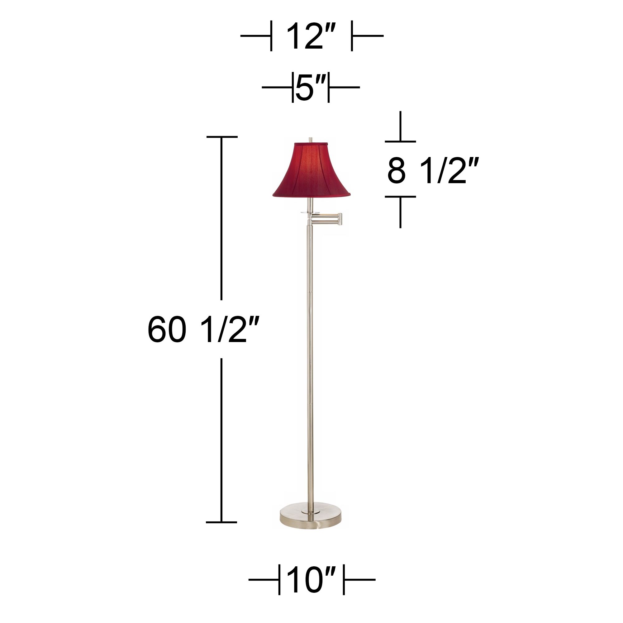 Image 4 Possini Euro 60 1/2" Red Silk Nickel Adjustable Swing Arm Floor Lamp more views