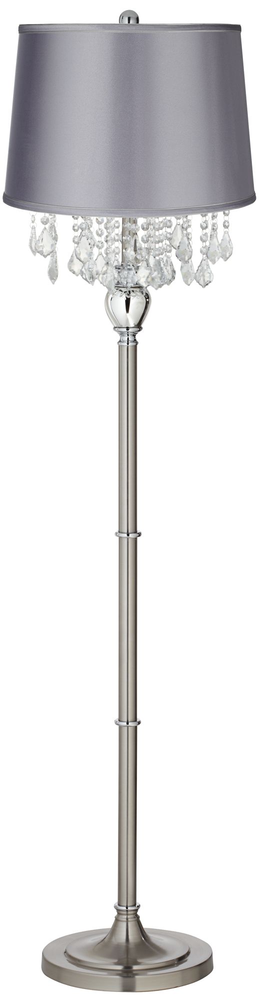 Image 2 Possini Euro 62 1/2" Crystals Gray Shade Brushed Nickel Floor Lamp