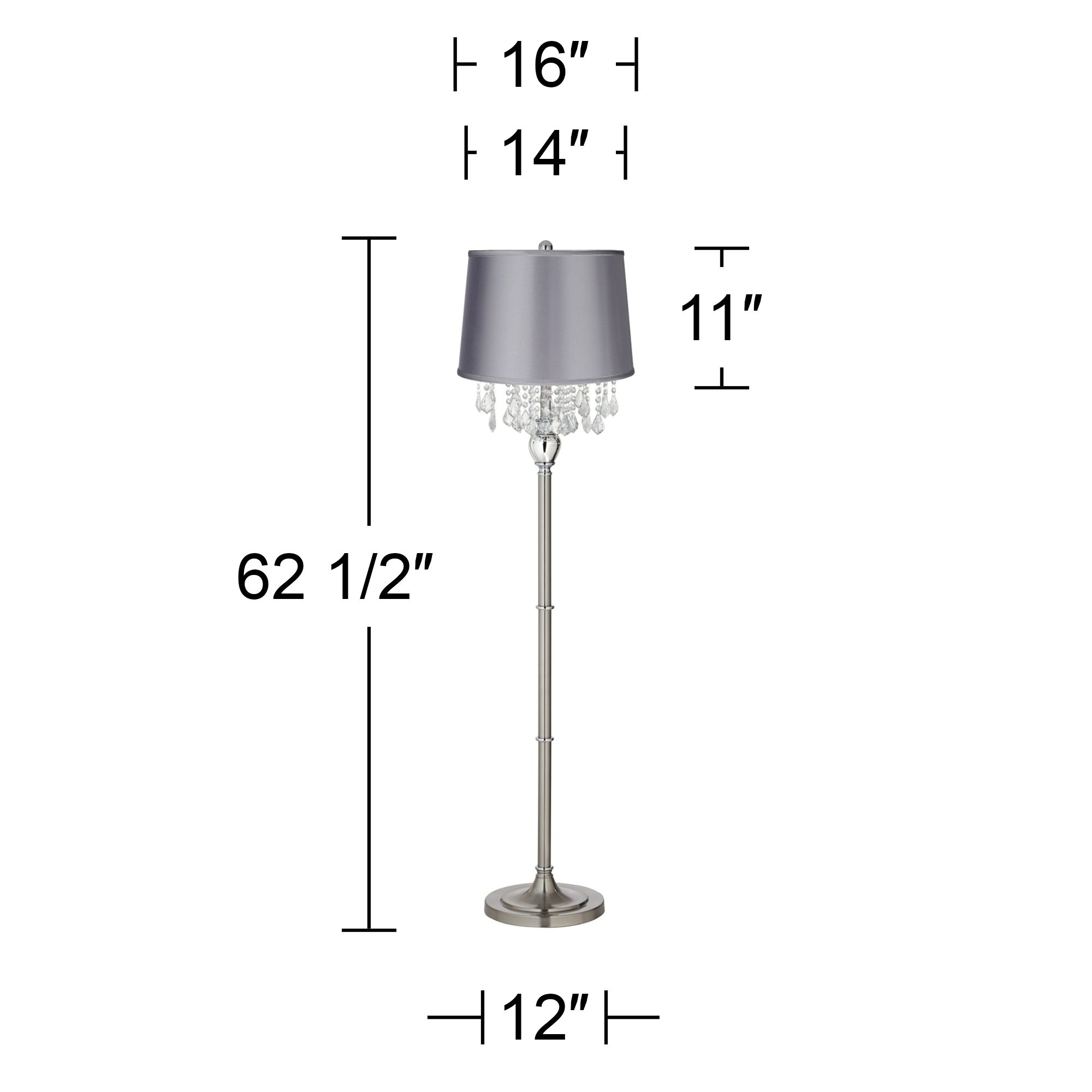 Image 3 Possini Euro 62 1/2" Crystals Gray Shade Brushed Nickel Floor Lamp more views