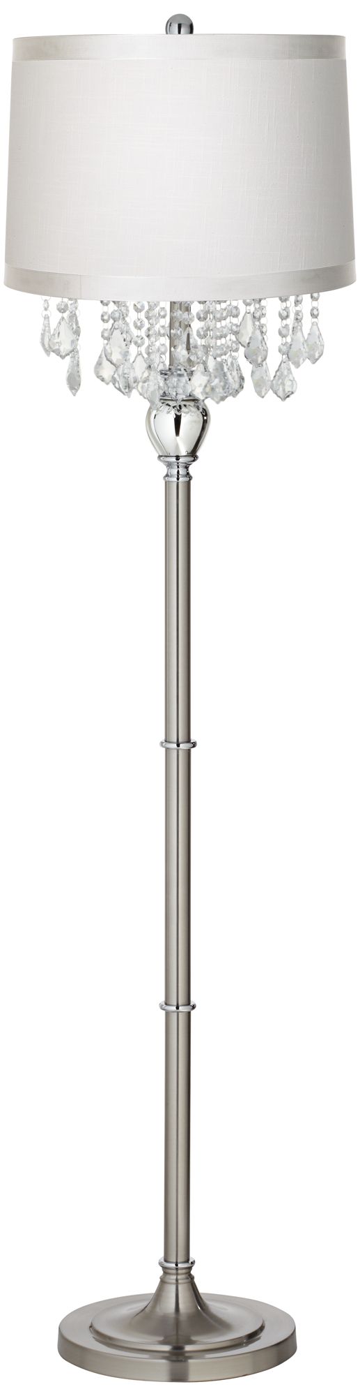 Image 2 Possini Euro 62 1/2" Crystals Off-White Shade Satin Steel Floor Lamp